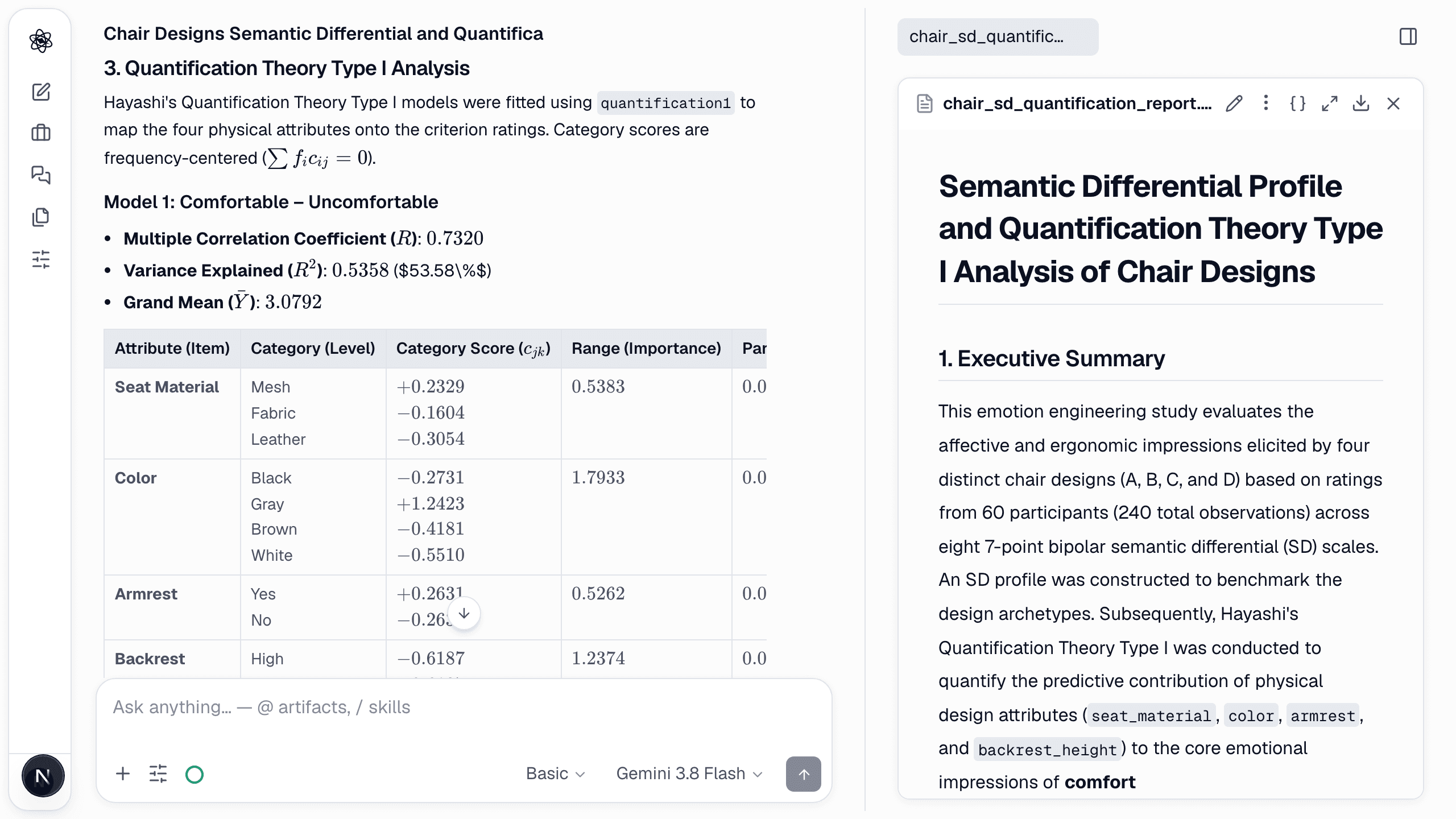 The emotion-engineering report: SD profiles, the Type I models, and the design implications.